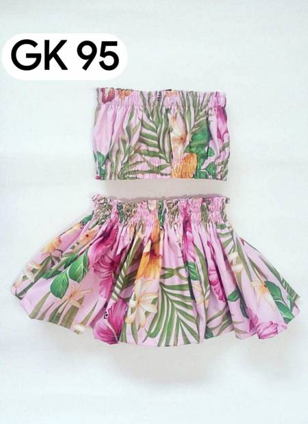 Pink And Green GURUKRUPA Girls Party Wear Stylish Off Shoulder Kids Colllection GK-95